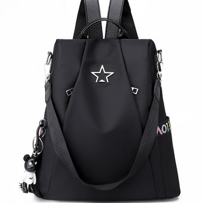 Adjustable Nylon Zipper Commuter Backpack Solid Color Daily Blac High-end Customization