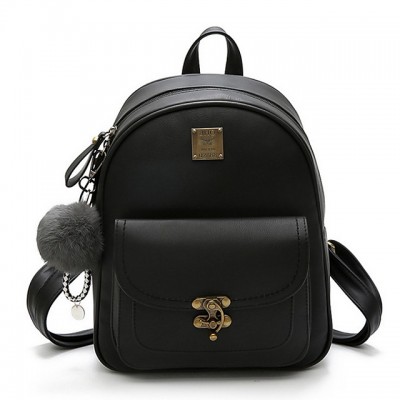 Large Capacity PU Zipper Commuter Backpack Daily Black / Light G High-end Customization