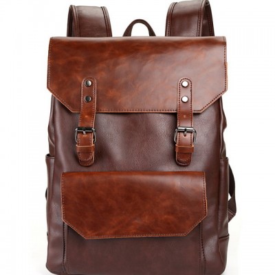 Large Capacity PU Zipper Commuter Backpack Solid Color Daily Bla High-end Customization