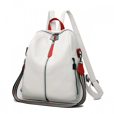 Large Capacity PU Zipper Commuter Backpack Solid Color Daily Bla High-end Customization