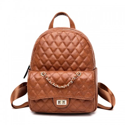 Large Capacity PU Zipper Commuter Backpack Solid Color Daily Bla High-end Customization