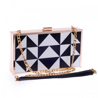 Womens Chain Acrylic / Polyester Evening Bag Geometric Pat High-end Customization