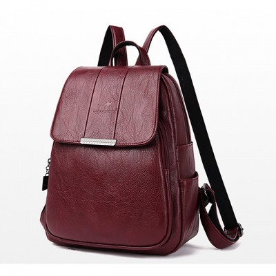 Large Capacity PU Zipper Commuter Backpack Solid Color Daily Bla High-end Customization