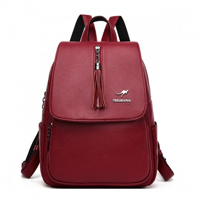 Large Capacity PU Zipper Commuter Backpack Solid Color Daily Bla High-end Customization