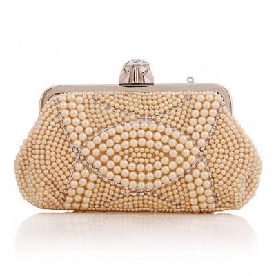 Womens Crystals / Pearls Polyester Evening Bag Solid Color High-end Customization