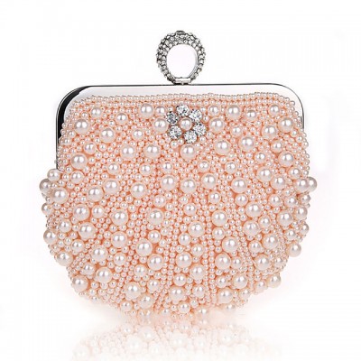 Womens Crystals / Pearls Polyester Evening Bag Solid Color High-end Customization