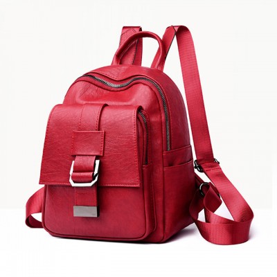 Waterproof PU Zipper Commuter Backpack Solid Color Daily Black / High-end Customization