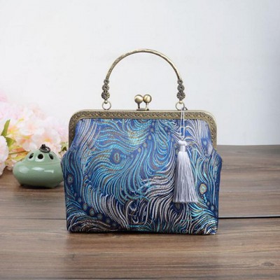 Womens Silk Evening Bag Solid Color Blue / Fall & Wint High-end Customization