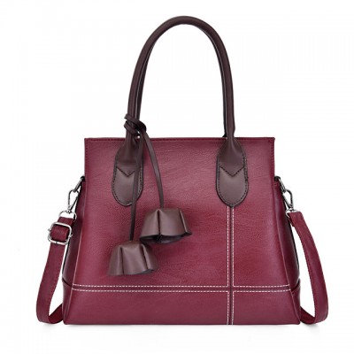 Womens Flower PU Top Handle Bag Solid Color Black / Brown High-end Customization