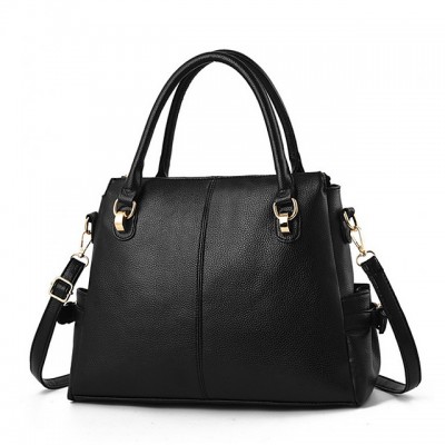 Womens Zipper PU Top Handle Bag Geometric Pattern Black High-end Customization