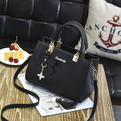 Womens Zipper PU Top Handle Bag Geometric Pattern Black / High-end Customization