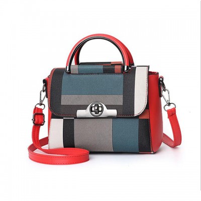 Womens Polyester / PU Top Handle Bag Geometric Pattern Red High-end Customization