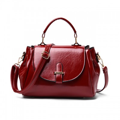 Womens Zipper PU Top Handle Bag Solid Color Black / Brown High-end Customization