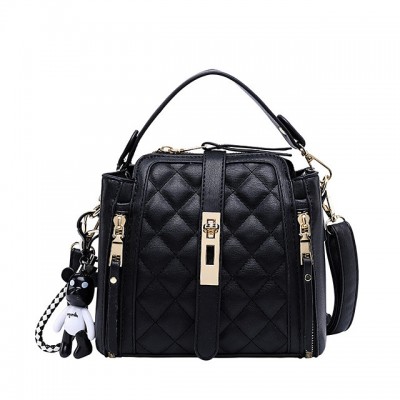 Womens Polyester / PU Top Handle Bag Solid Color Black High-end Customization