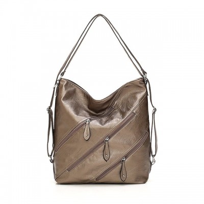 Womens Zipper PU Top Handle Bag Solid Color Black / Gold / High-end Customization