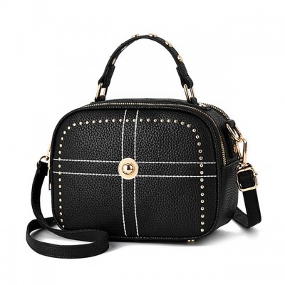 Womens Zipper PU Top Handle Bag Solid Color Black / Wine / High-end Customization