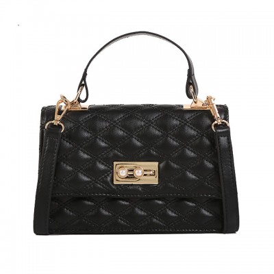 Womens PU Top Handle Bag Geometric Pattern Black High-end Customization