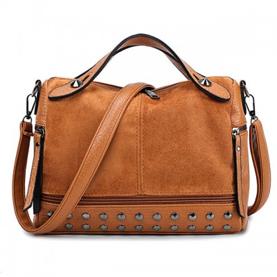 Womens Rivet PU Top Handle Bag Solid Color Black / Wine / High-end Customization