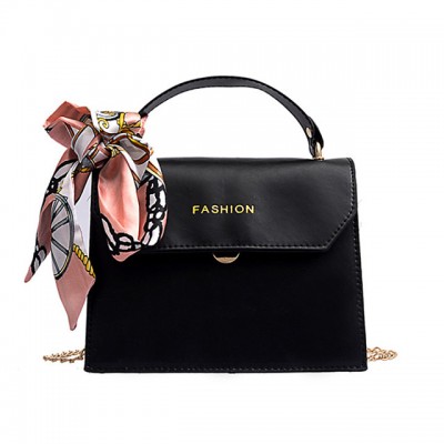 Womens Sashes / Ribbons PU Top Handle Bag Solid Color Blac High-end Customization