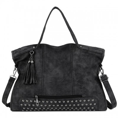 Womens Tassel Polyester / PU Top Handle Bag Solid Color Bl High-end Customization