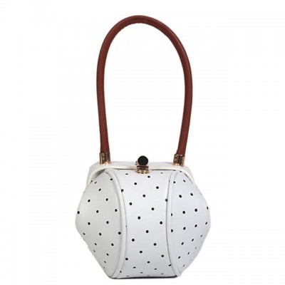 Womens PU Top Handle Bag Solid Color Black / White High-end Customization