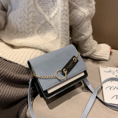 Womens Zipper PU Crossbody Bag Solid Color Black / Sky Blu High-end Customization