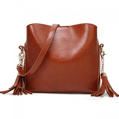 Womens Tassel Polyester / PU Crossbody Bag Solid Color Bla High-end Customization