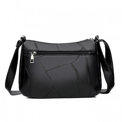 Womens Buttons PU Crossbody Bag Solid Color Black High-end Customization