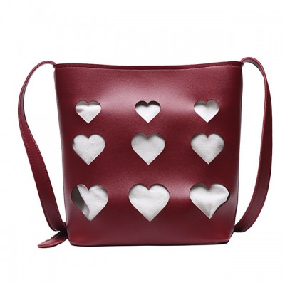 Womens Hollow-out PU Crossbody Bag Solid Color Black / Red High-end Customization