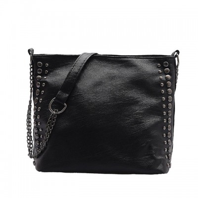 Womens Chain Polyester / PU Crossbody Bag Solid Color Blac High-end Customization