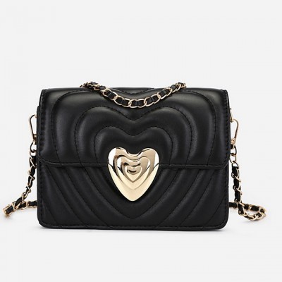 Womens Chain PU Crossbody Bag Solid Color Black / Red High-end Customization