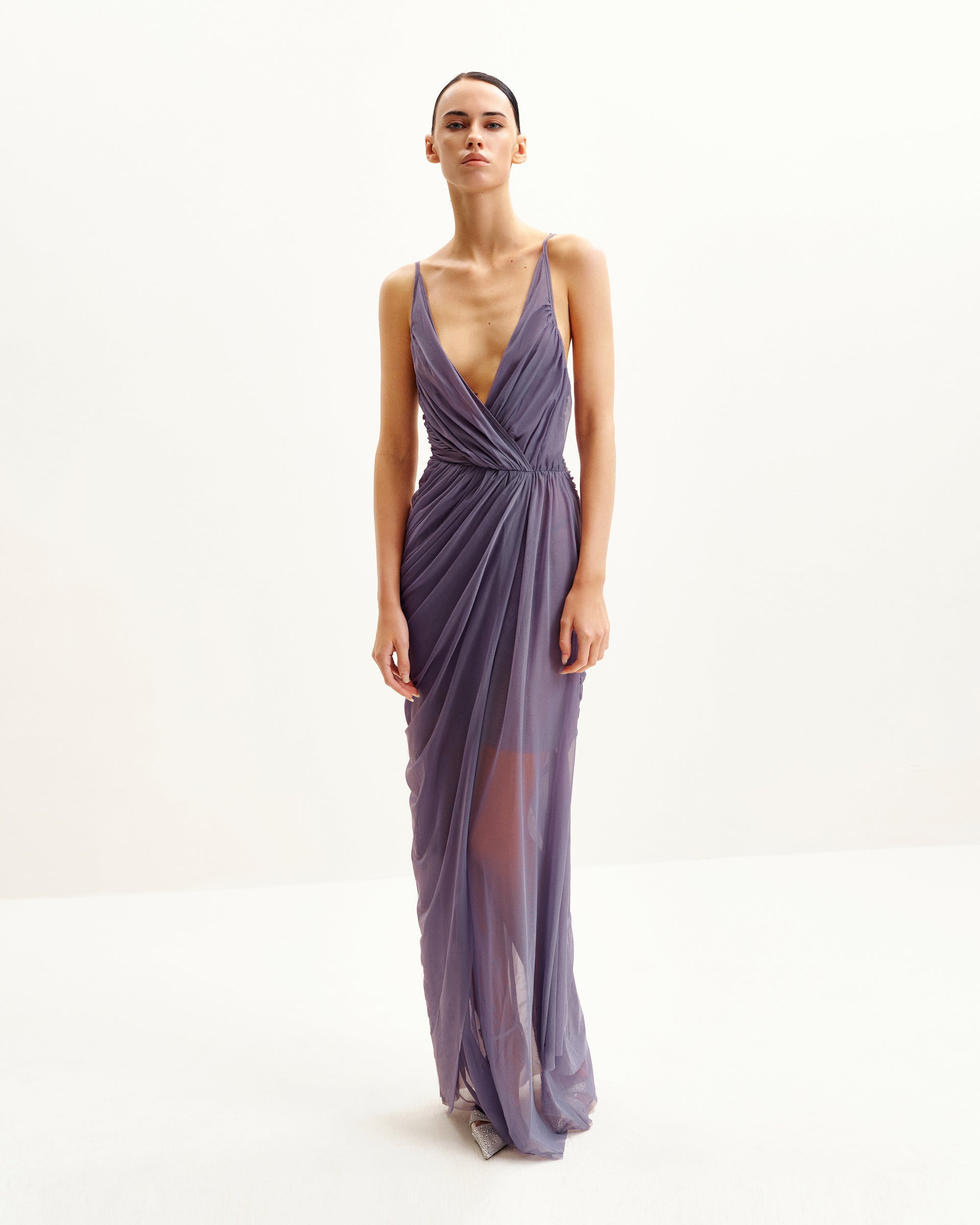 Luna Flowing Mesh Gown - Lavender