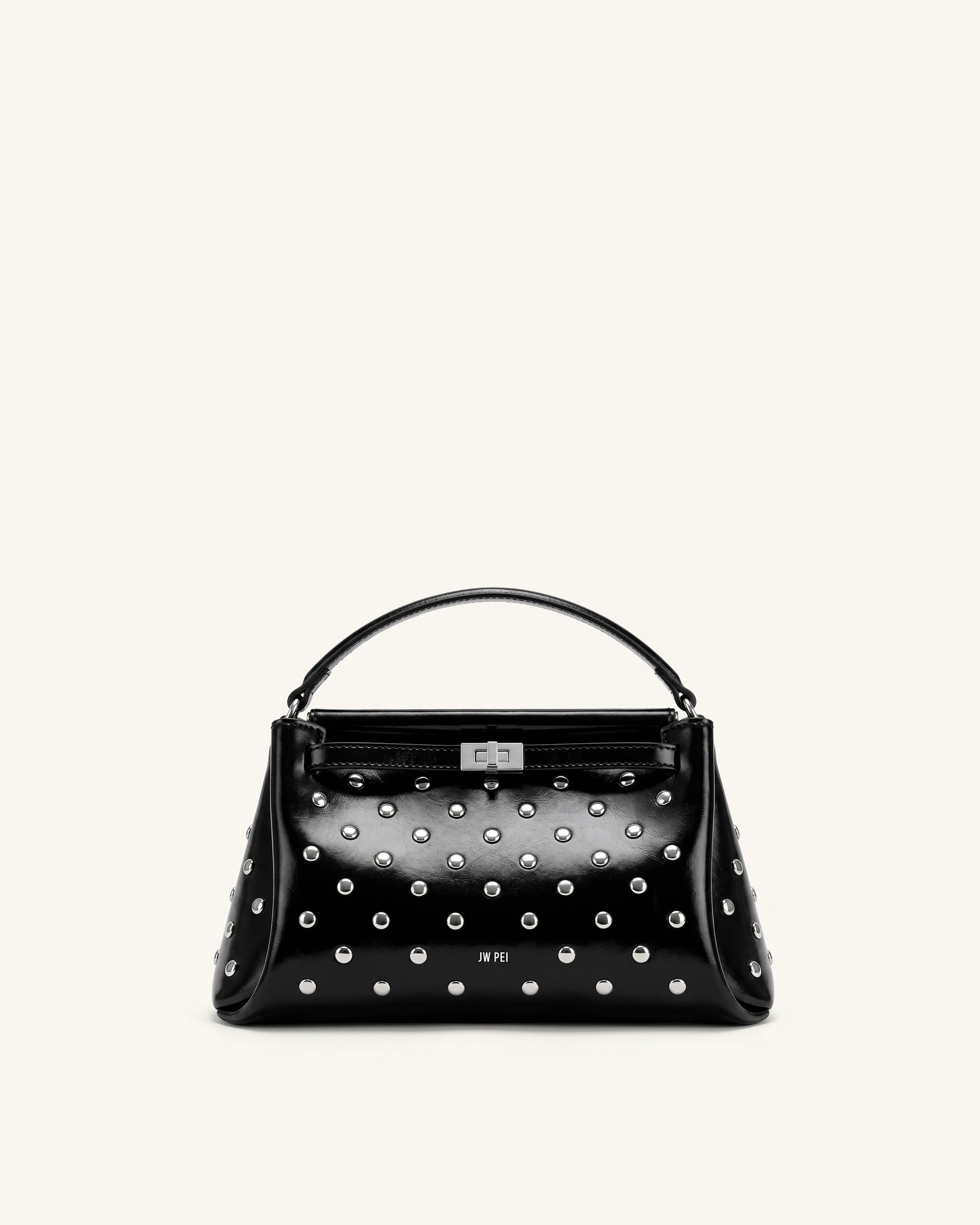 Carmen Studded Top Handle Bag - Ink Black