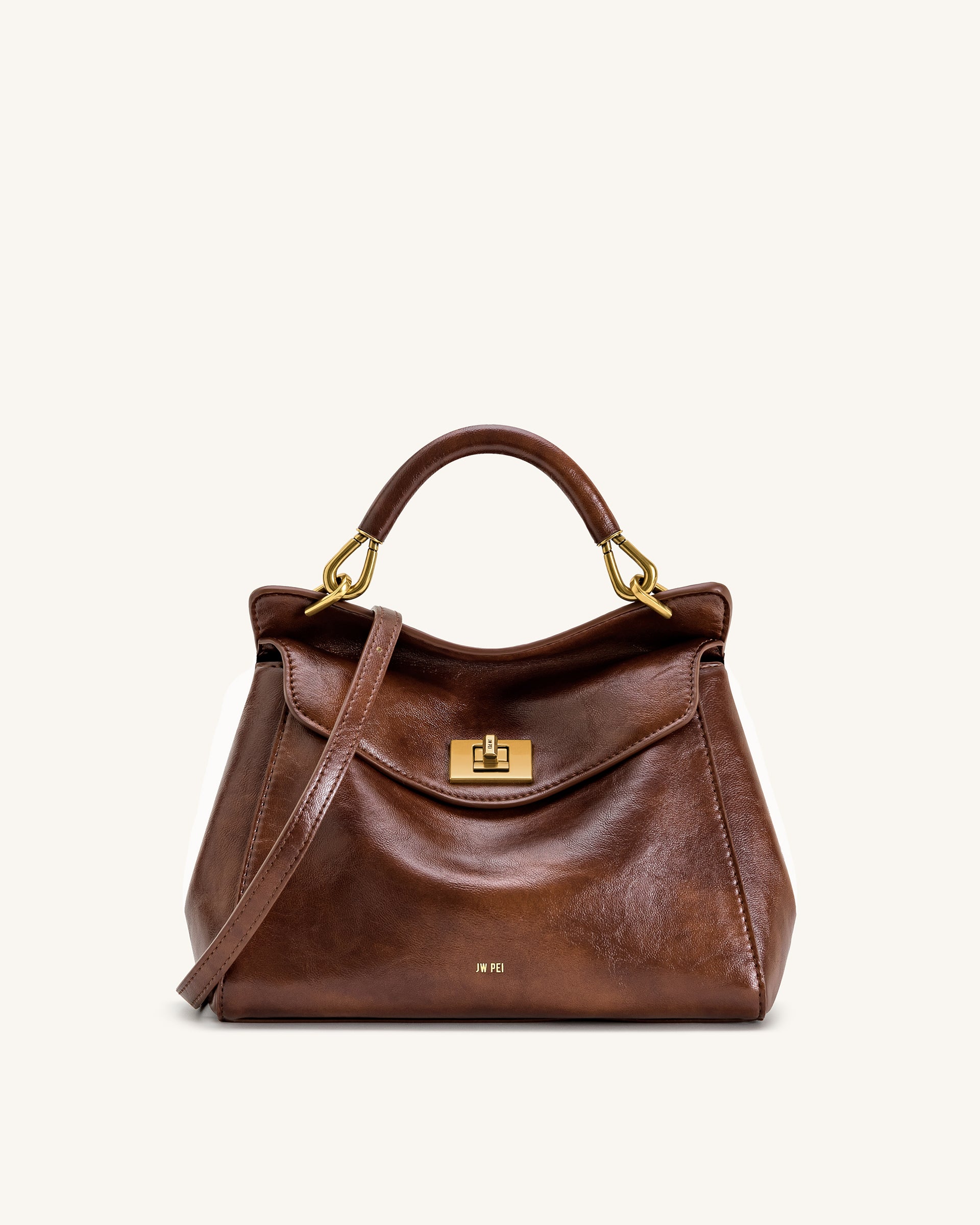 Lucia Classic Top Handle Bag - Coffee Brown