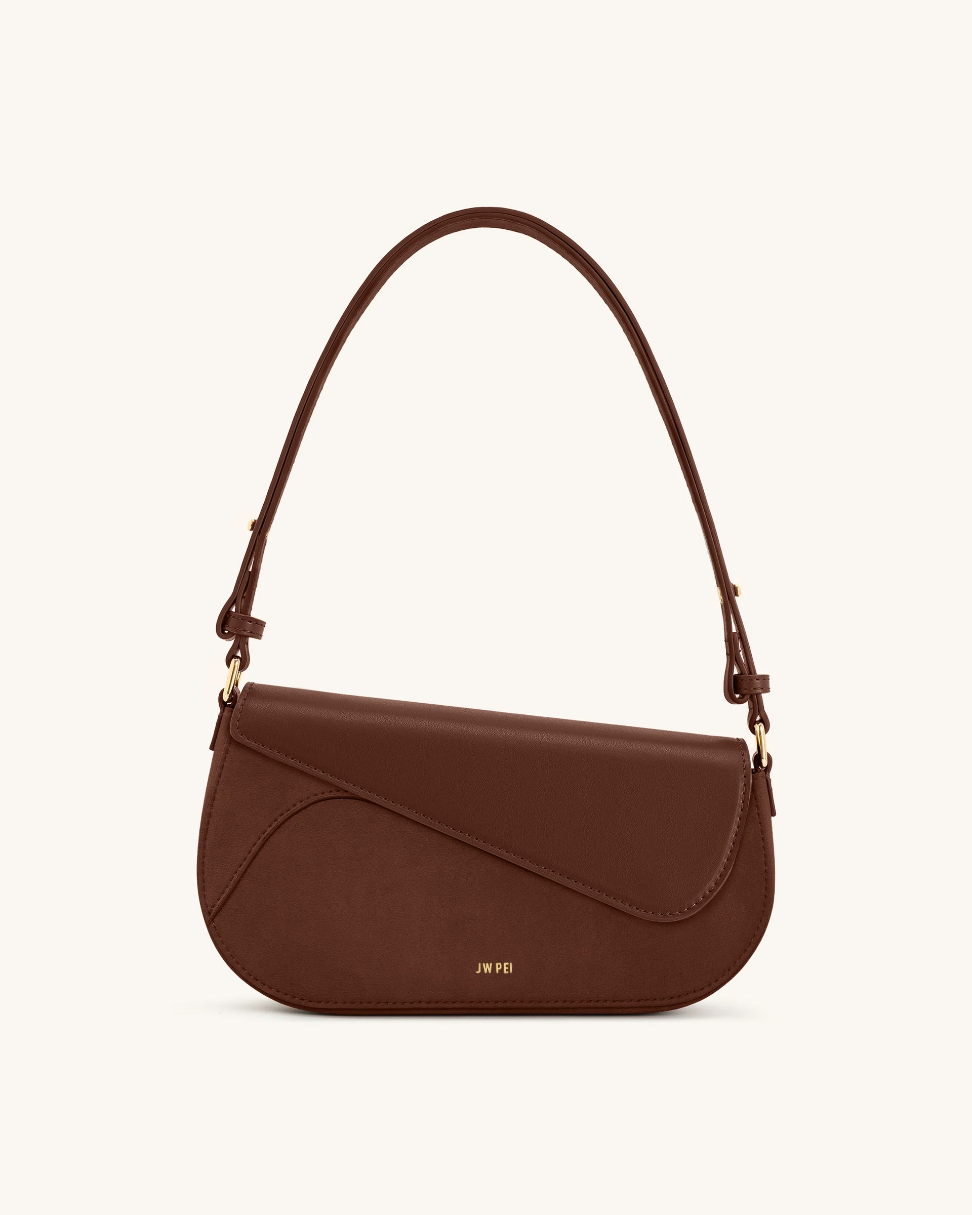 Addisyn Faux Suede Panel Shoulder Bag - Mocha Brown