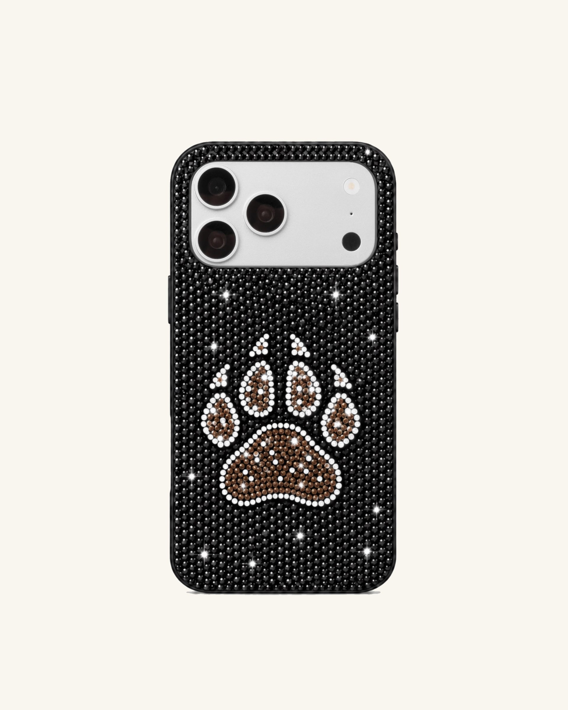 Sparkling Paw Print Phone Case – Black