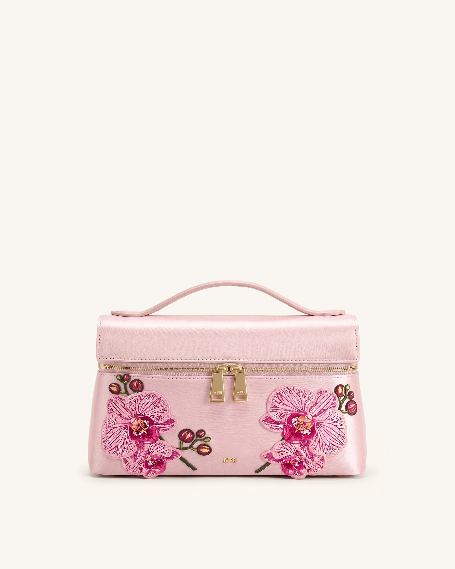 Thea Embroidered Top Handle Bag - Light Pink