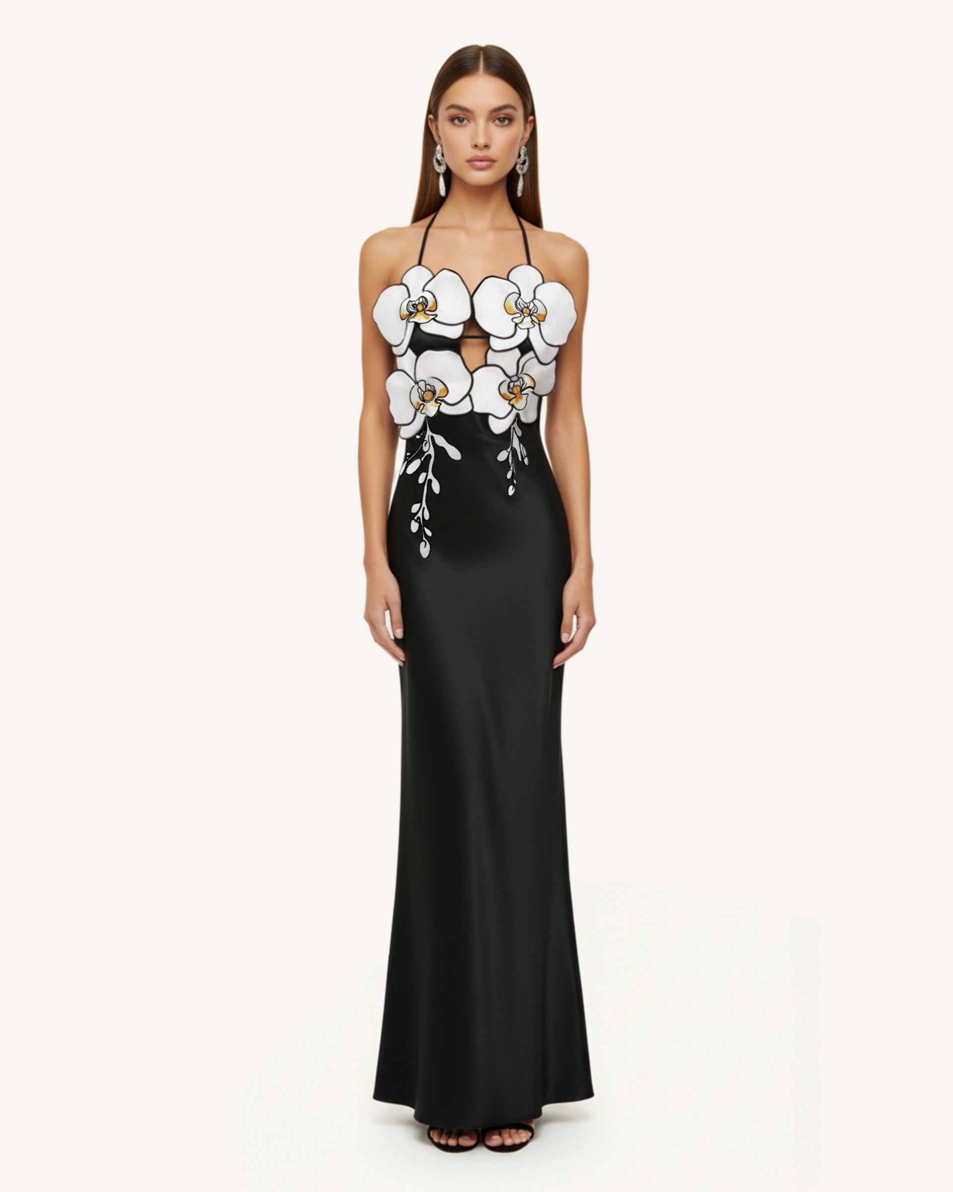 Orchid Embroidered Dress – Black/White