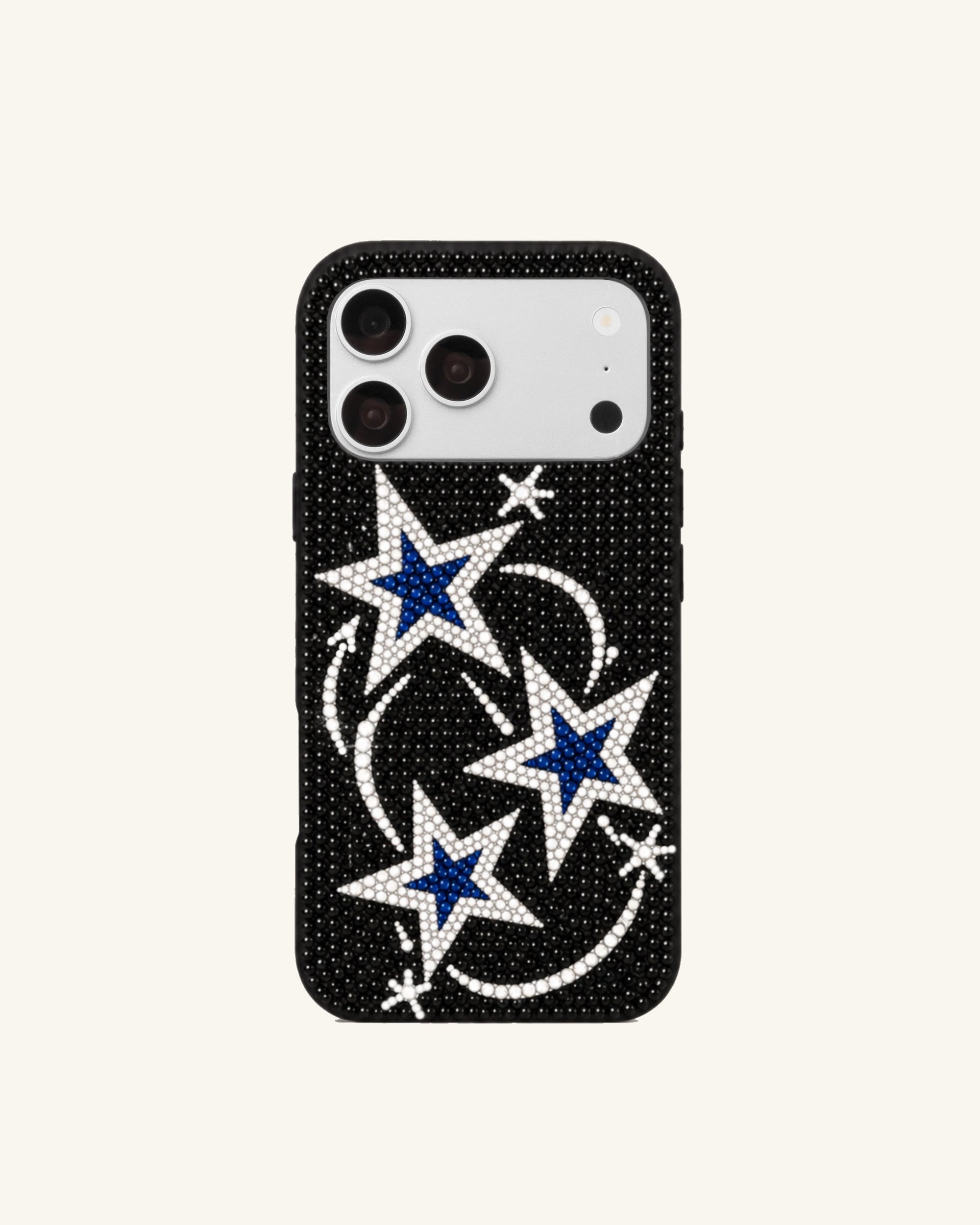 Star Crystal Embellished Phone Case – Black