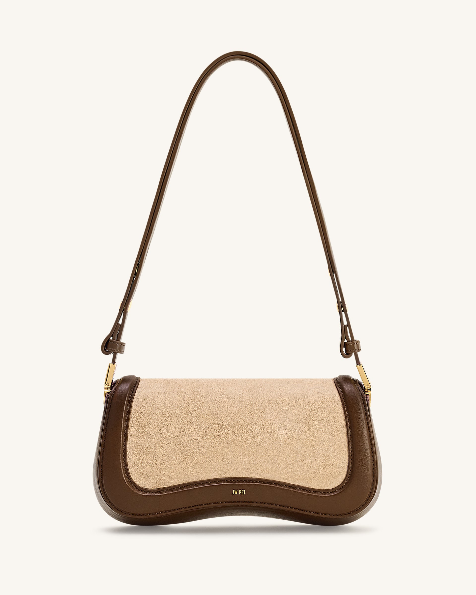 Joy Faux Suede Shoulder Bag - Khaki Brown