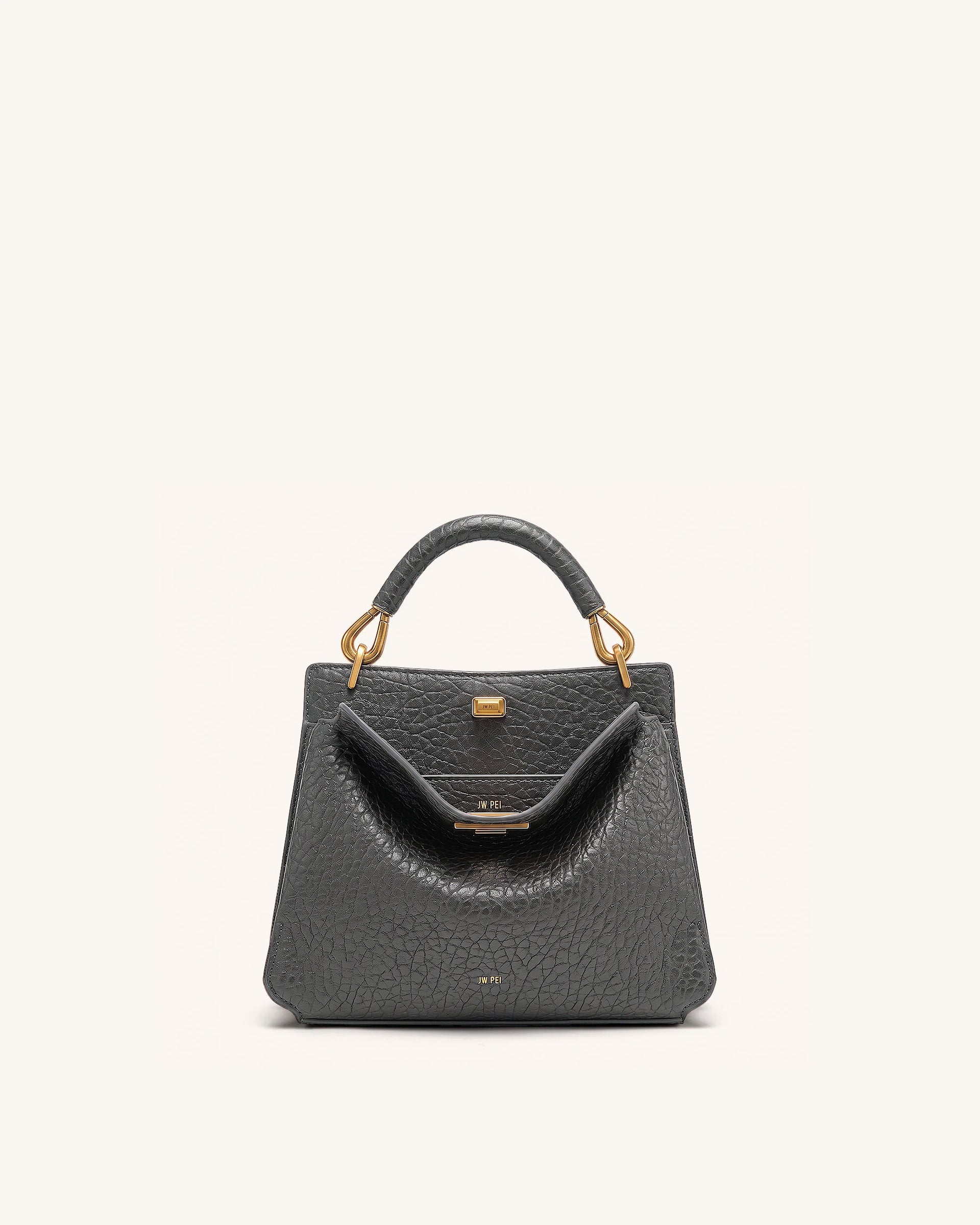 Lucia Elephant-Effect Top Handle Bag - Slate Gray