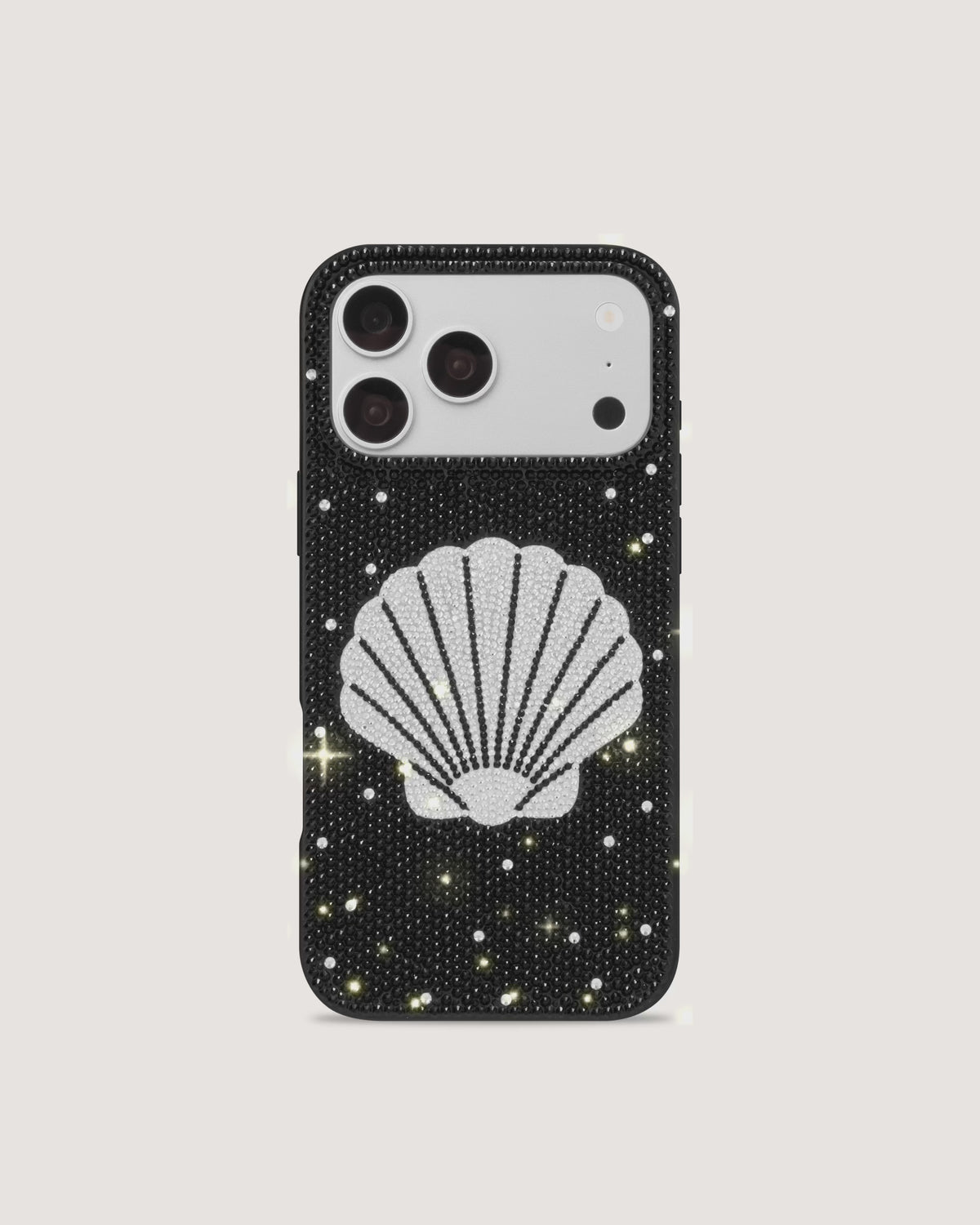 Seashell Artificial Crystal Phone Case - Black