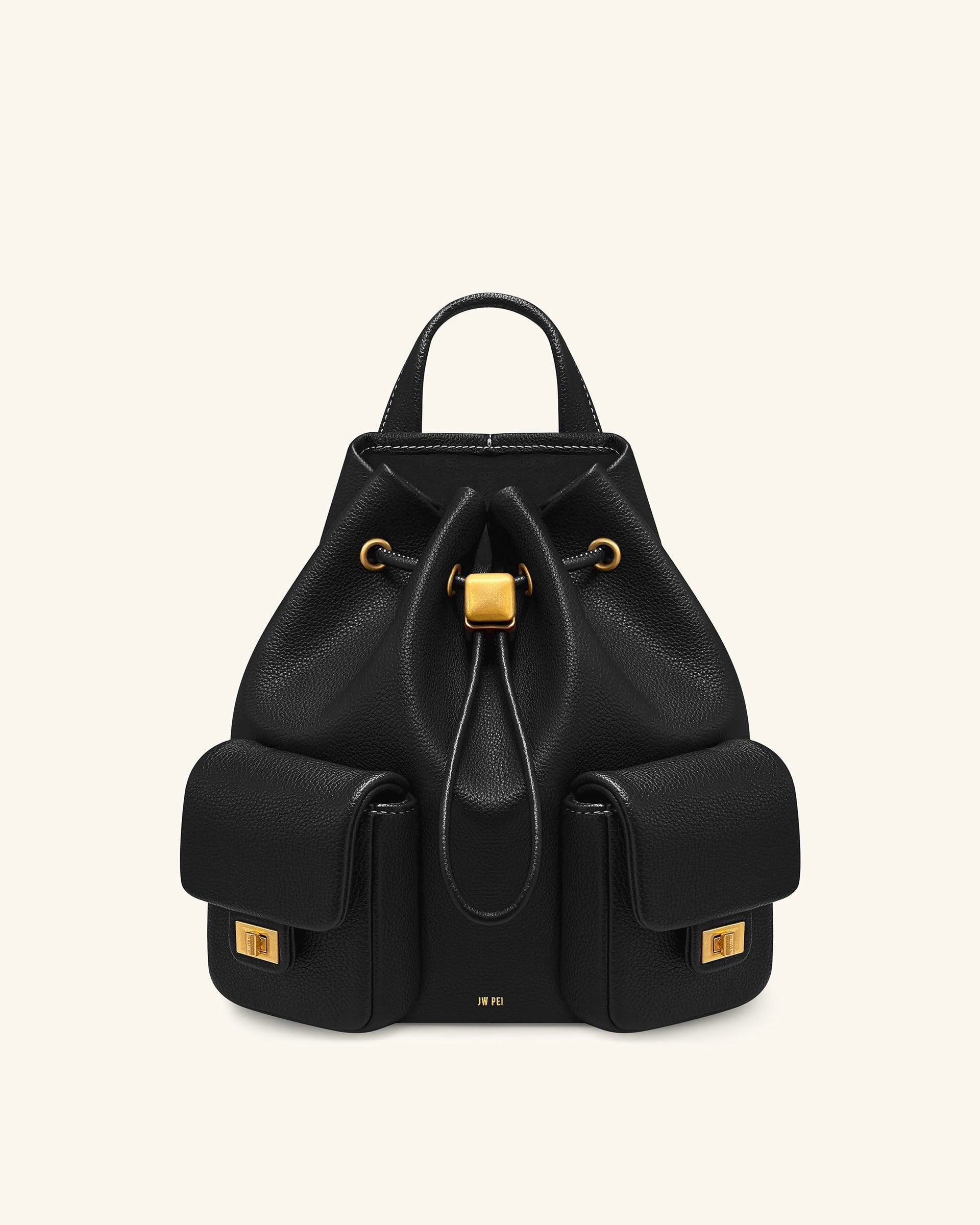 Avery Pebbled Drawstring Utility Backpack – Black