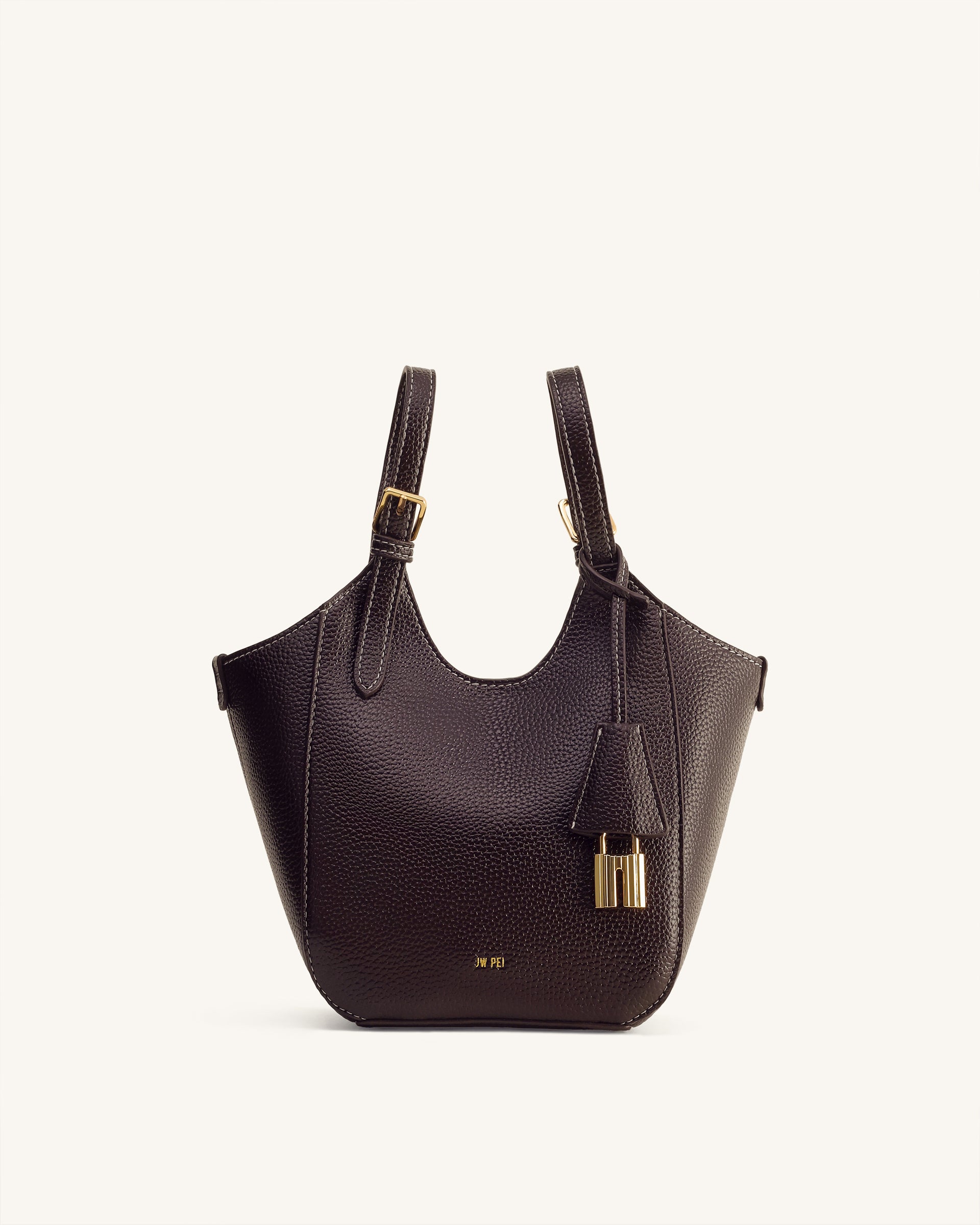 Ines Padlock Tote Bag - Dark Brown