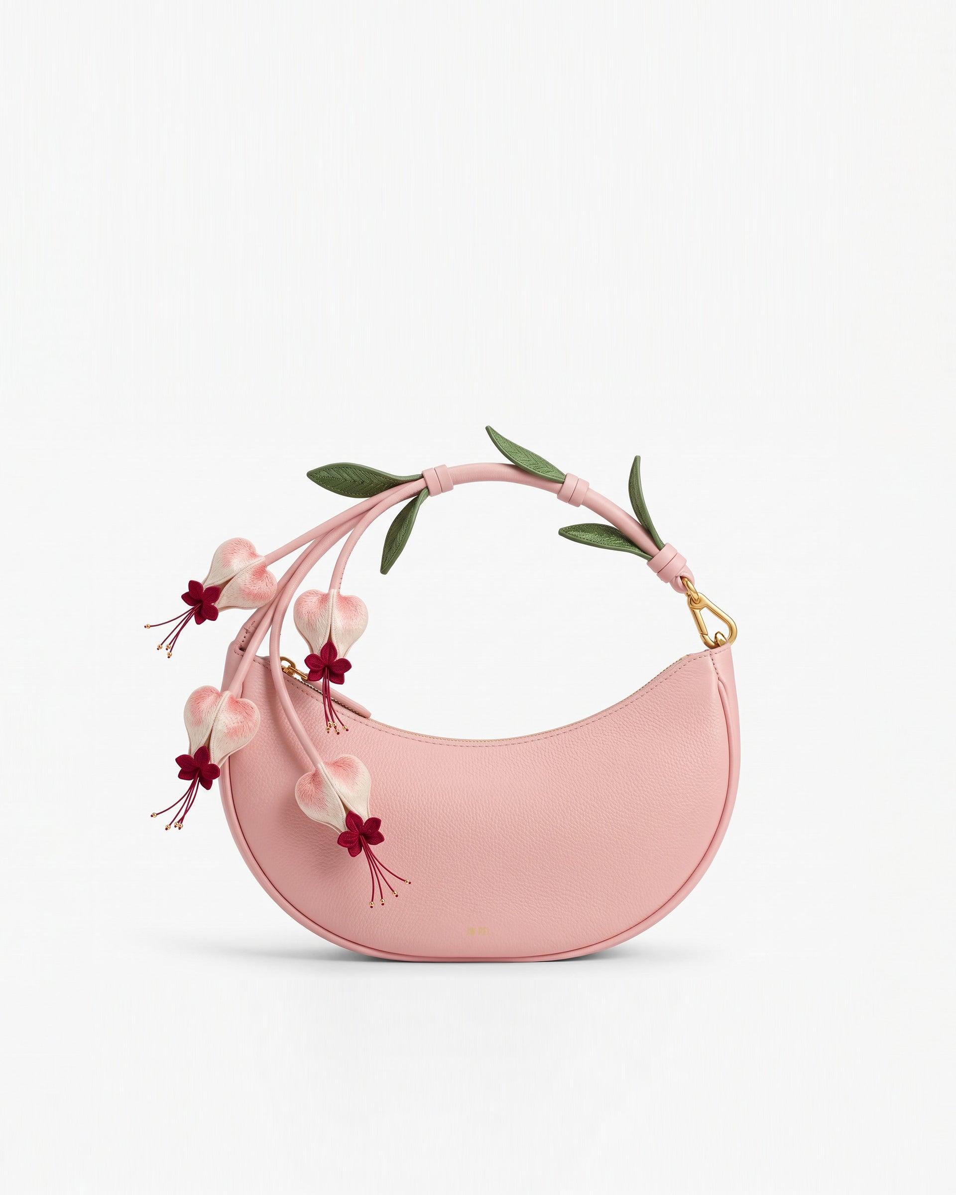 Carly Fuchsia 3D Embroidered Floral Crescent Bag - Pink