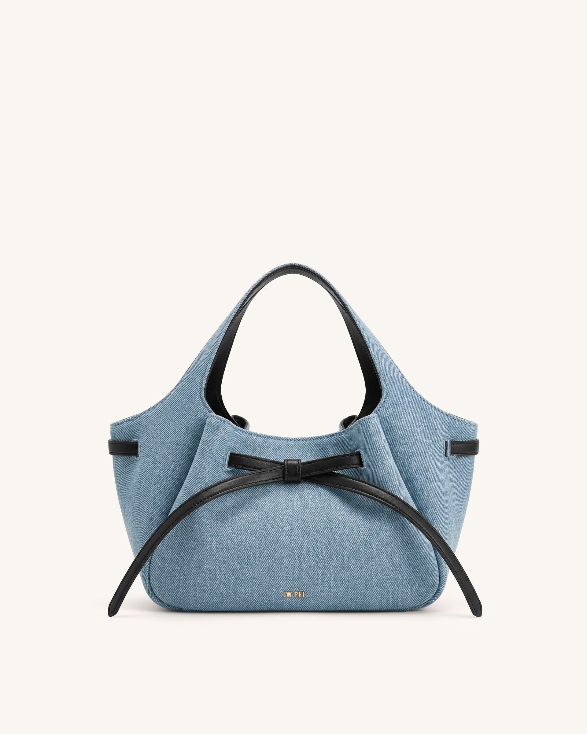 Mabel Soft Bow Tote Bag - Light Blue Denim