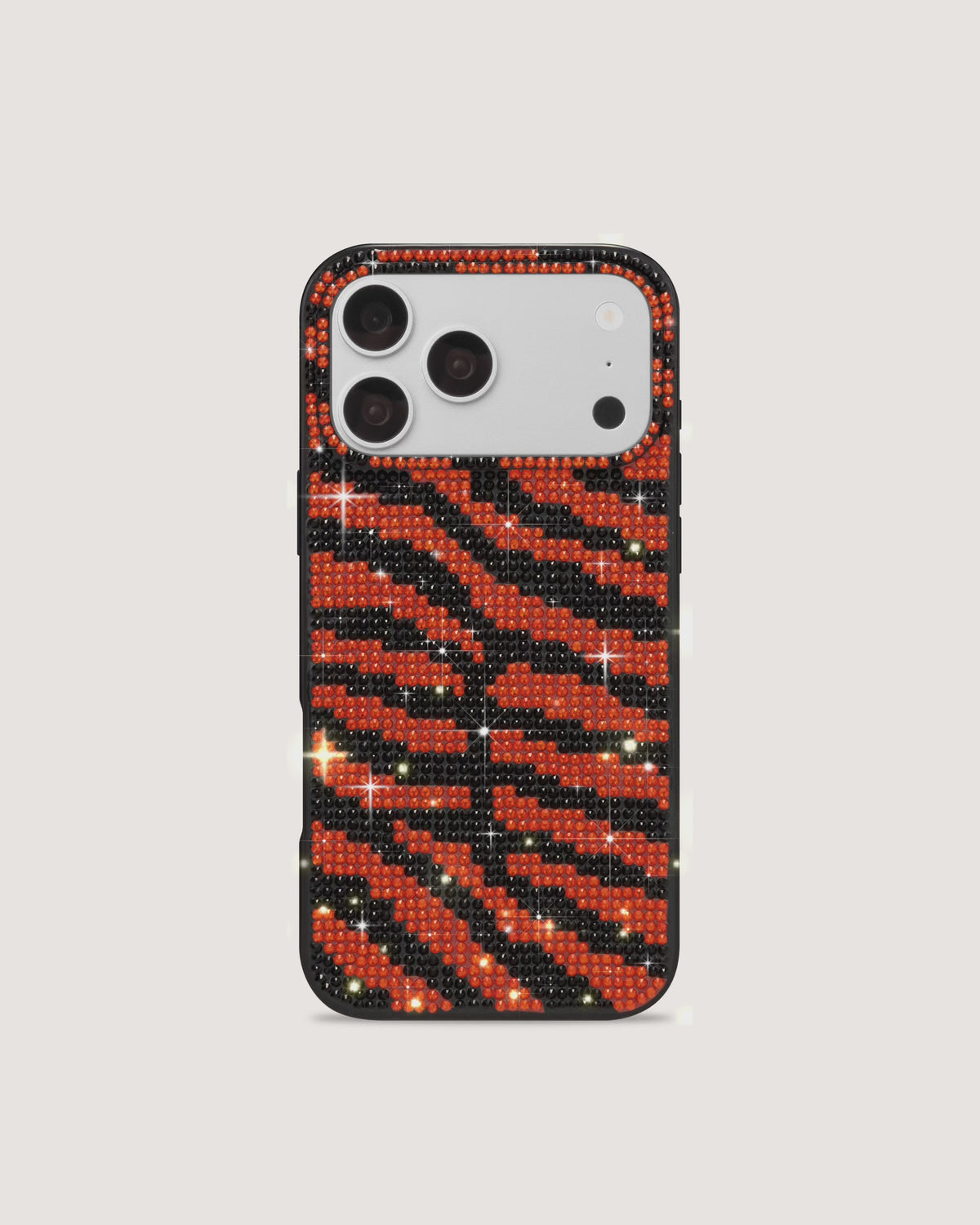Tiger Stripe Artificial Crystal Phone Case - Black