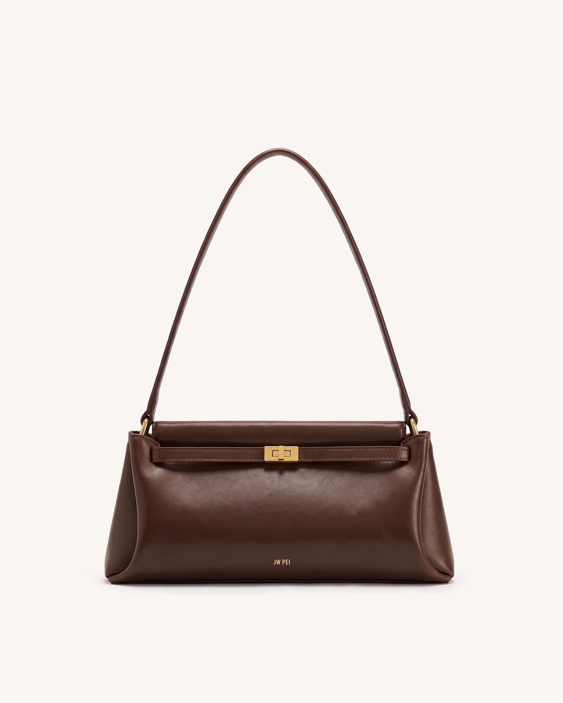 Carmen East-West Buckle Shoulder Bag – Dark Brown