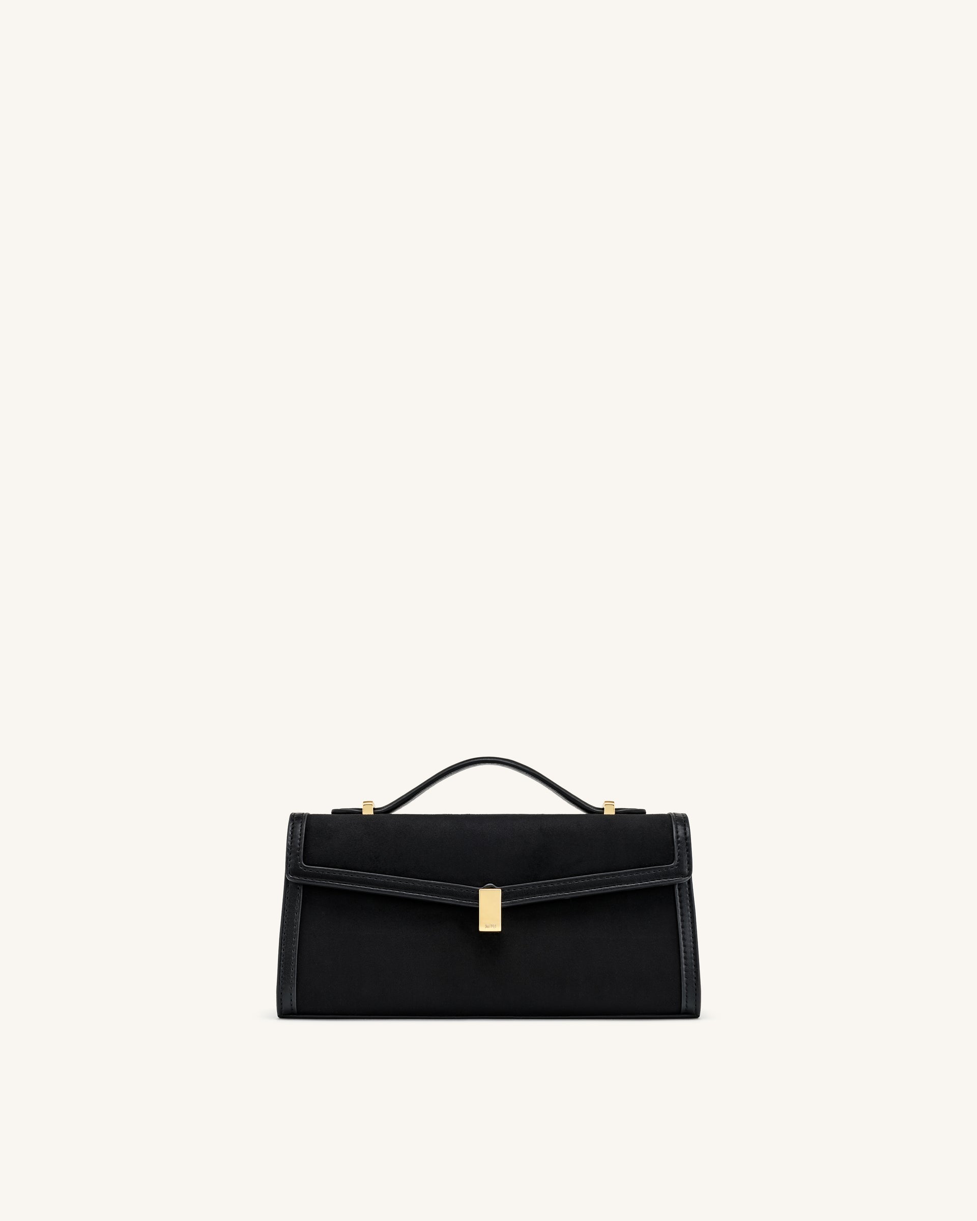 Delphine Faux Suede Top Handle Bag - Black