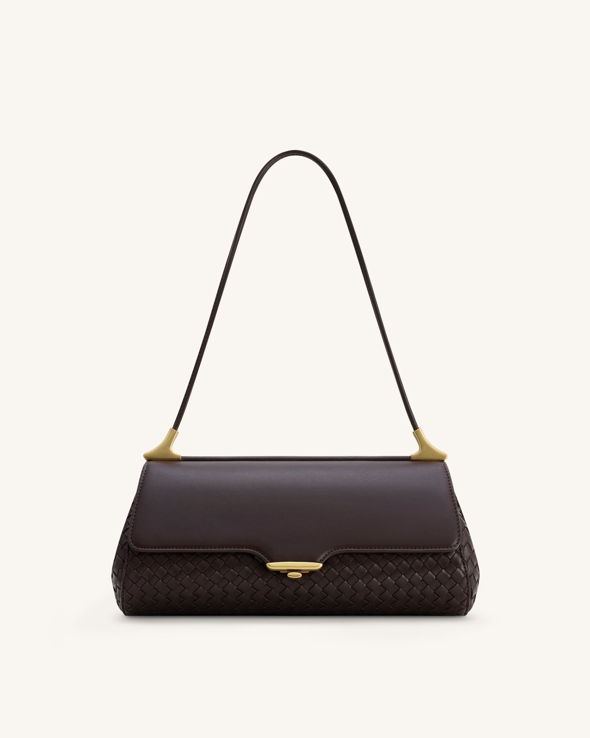 Eloise Woven Shoulder Bag - Dark Brown